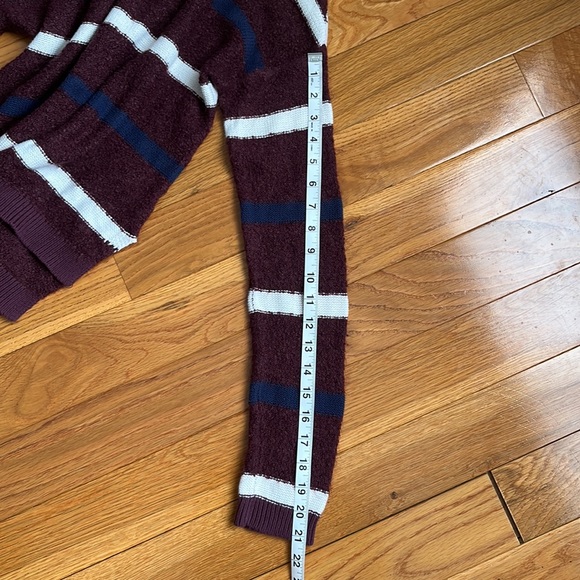 EUC BP size Small Maroon Stripe Crop Crew Neck Sweater - Picture 7 of 9